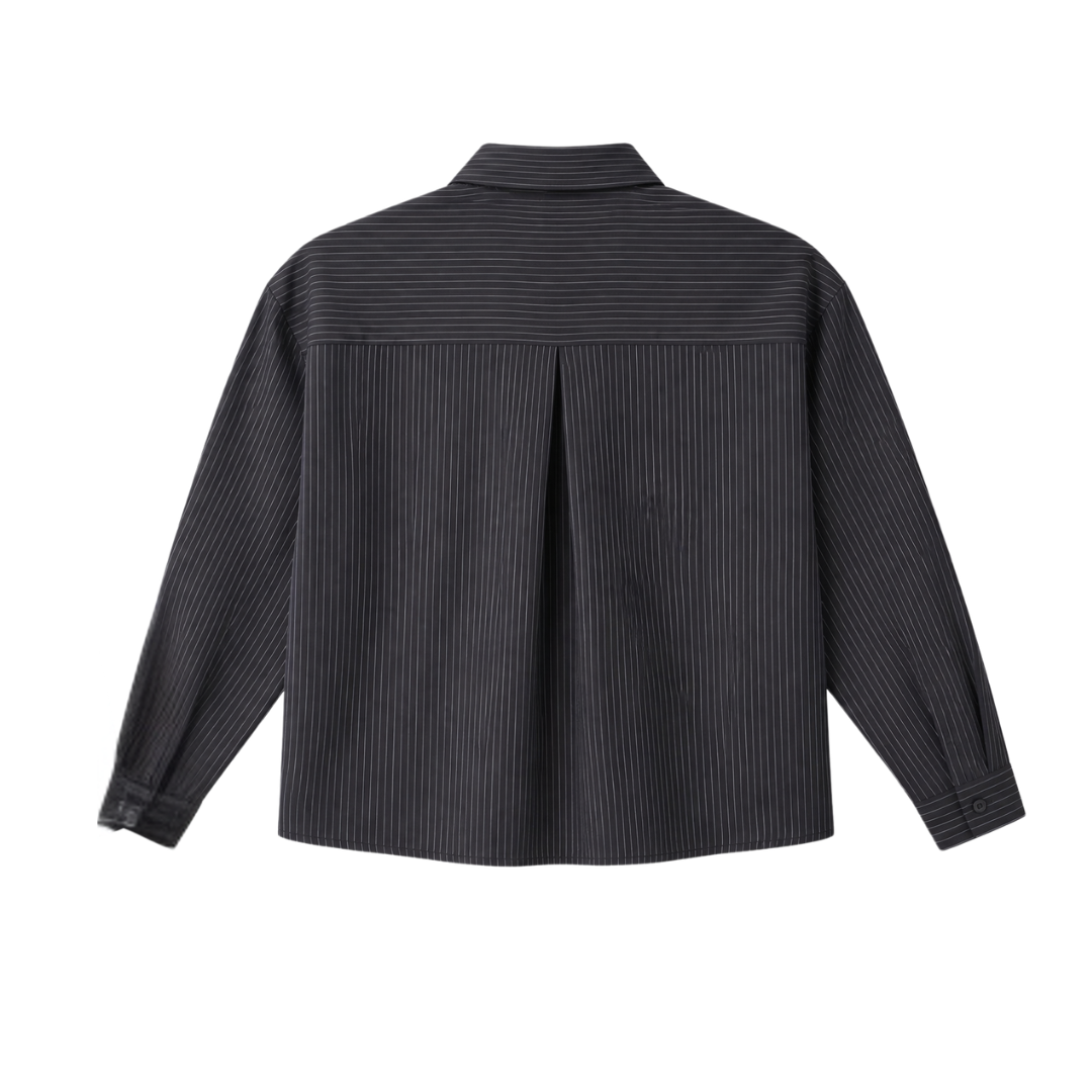 Camisa Mónaco Negro Con Rayas Manga Larga