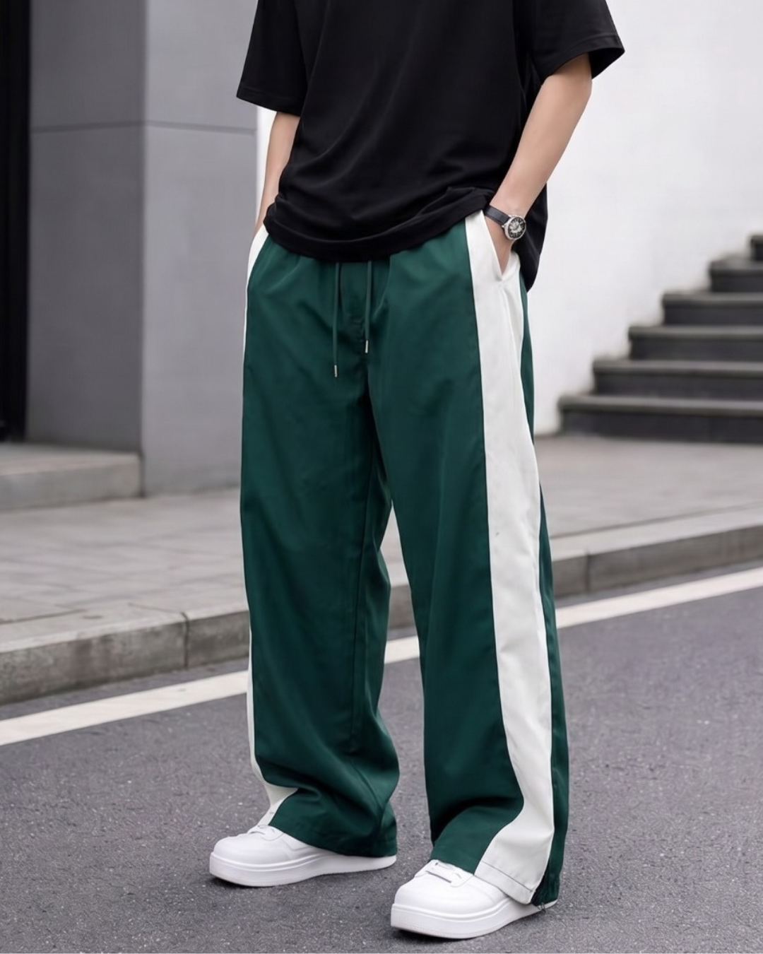 Trackpant verde - franja