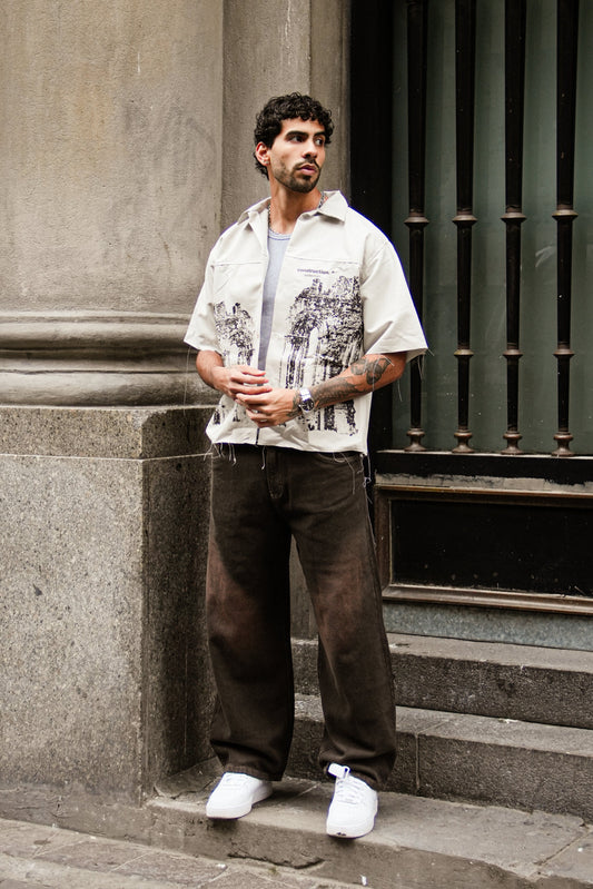 Camisa "Construction" Hueso