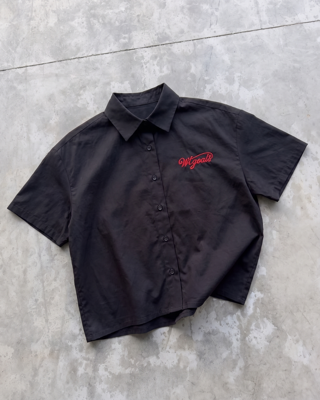 Camisa Mónaco Negro Manga Corta