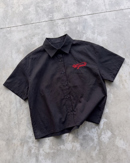 Camisa Mónaco Negro Manga Corta