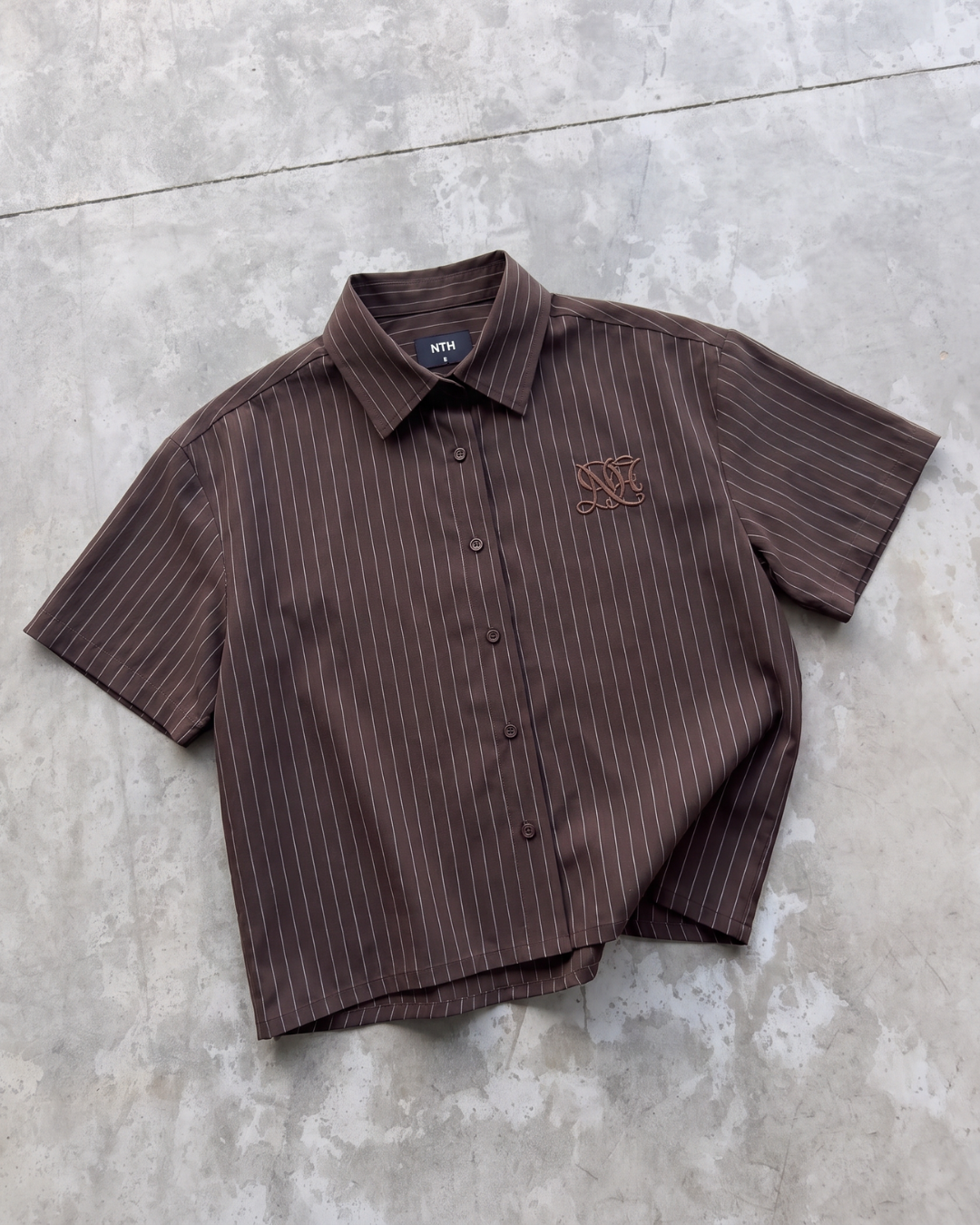 Camisa Mónaco Marrón Manga Corta
