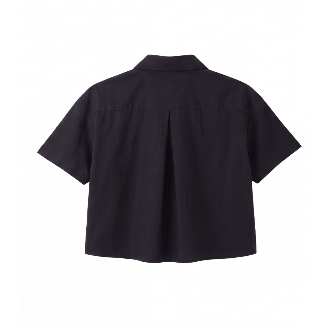 Camisa Mónaco Negro Manga Corta
