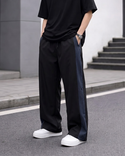 Trackpant Negro con Azul - franja